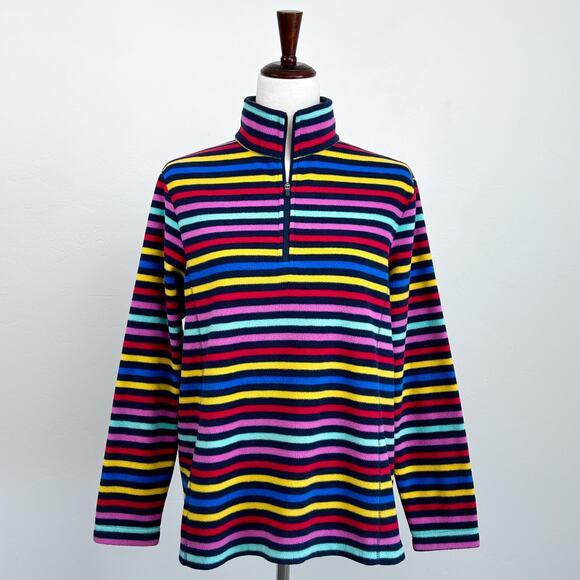 Lands' End Colorful Stripe Fleece Quarter-Zip Pullover - Picture 4 of 8